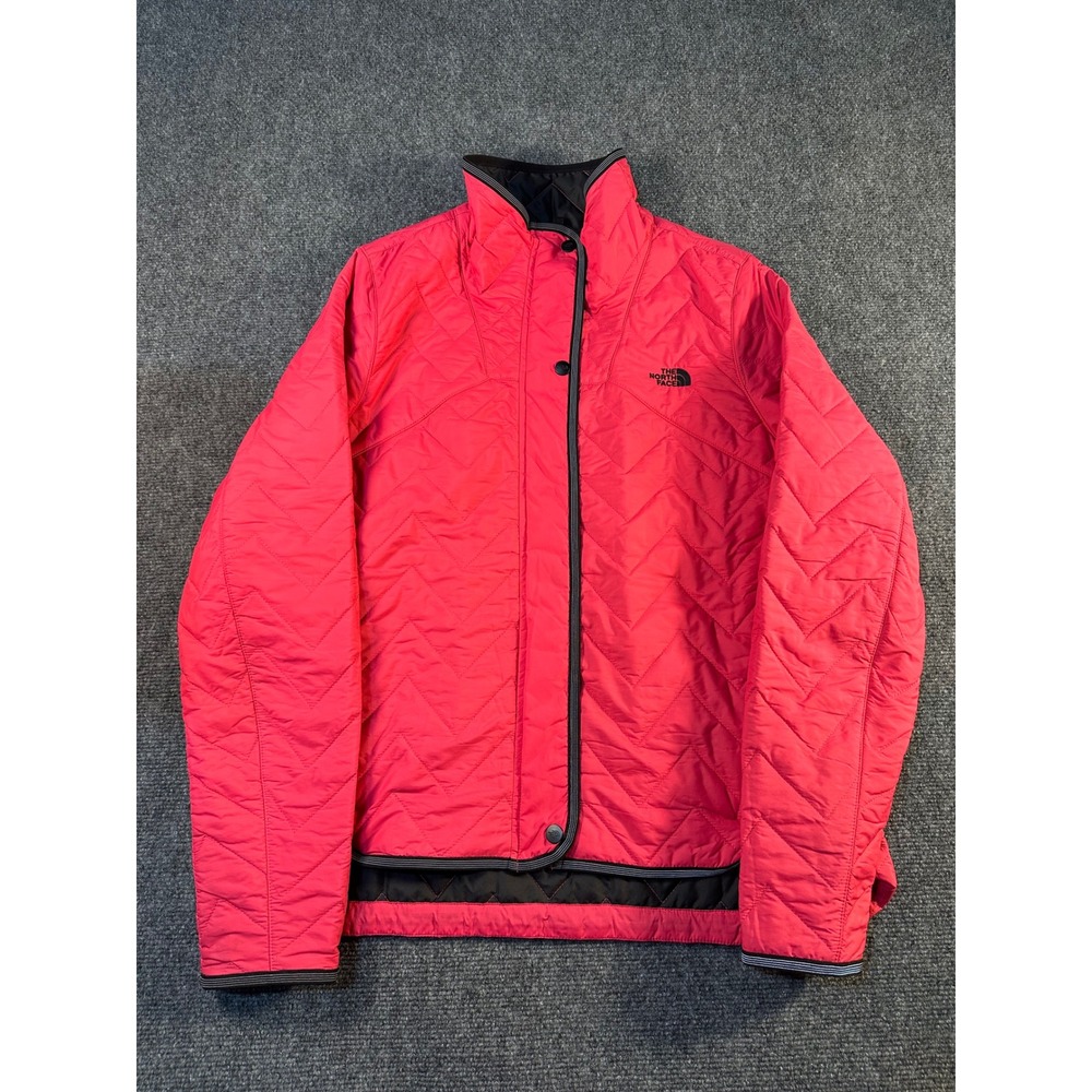 The North Face Womens Pink Quilted Tamburello Jacket Snap Front Coat Large